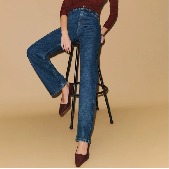 NWOT Reformation Jeans Wilder High Rise Wide Leg Jeans Cleary Wash Sz 26 - Picture 1 of 11